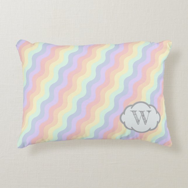 Coussins Décoratifs Oreiller accent Pastel Rainbow Waves (Devant)