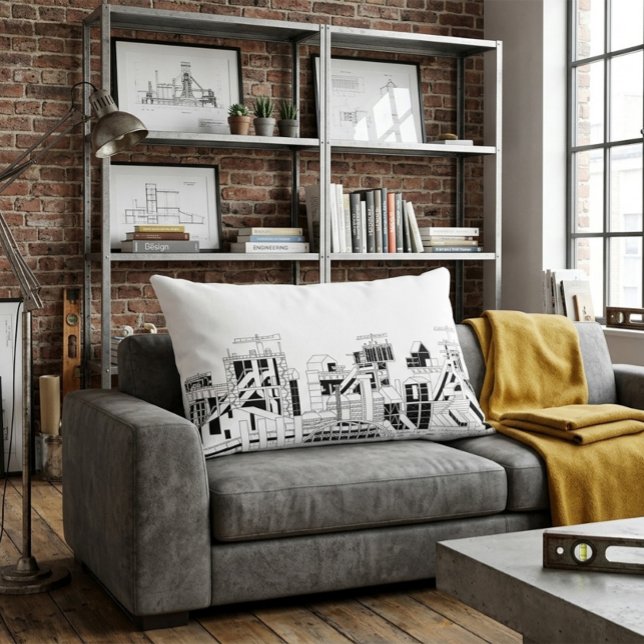 Coussins Décoratifs Oreiller accentué de la skyline industrielle (Créateur téléchargé)