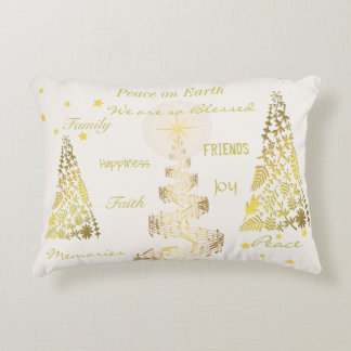 Coussins Décoratifs Oreiller accentué de Noël or et crème