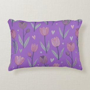 Coussins Décoratifs Oreiller accentué de tulipe violette