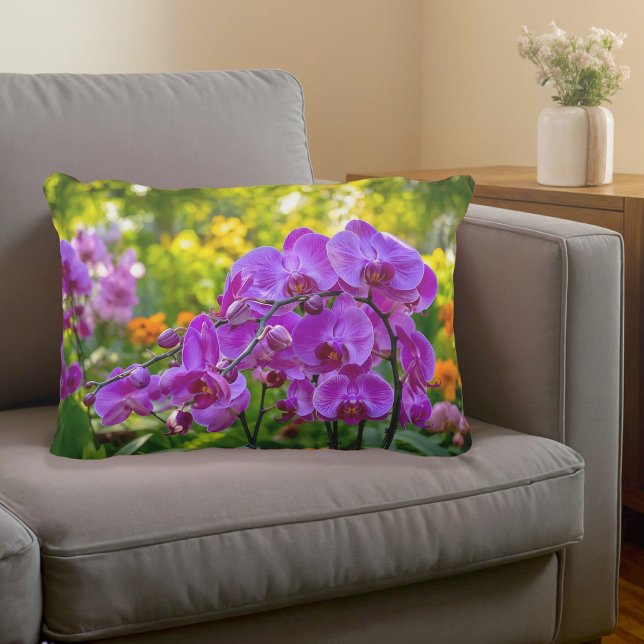 Coussins Décoratifs Oreiller accentué d'orchidées violettes (Créateur téléchargé)