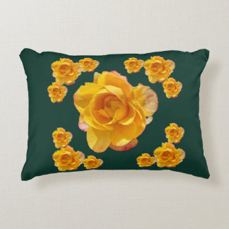 Coussins Décoratifs Oreiller accentuel Rose Jaune Doré sur Fond Vert F