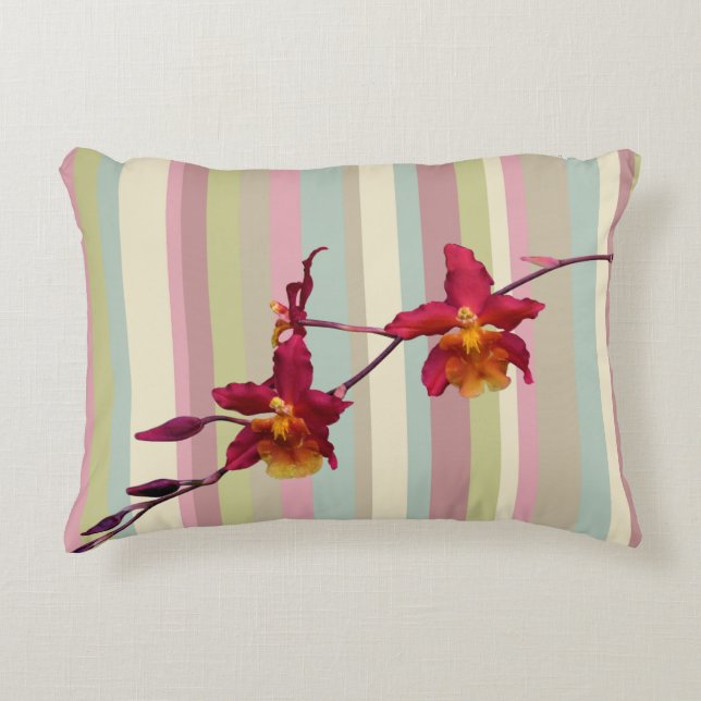 Coussins Décoratifs Oreiller avec une gerbe d'orchidées Cattleya (Devant)