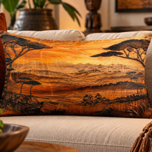 Coussins Décoratifs Oreiller de décoration en bois d'art de savane afr