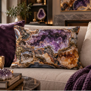 Coussins Décoratifs Oreiller de décoration Geode d'Améthyste 16x12