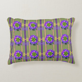 Coussins Décoratifs Oreiller de décoration vert mousse avec fleurs vio