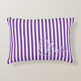 Coussins Décoratifs Oreiller de dortoir à rayures violettes personnali