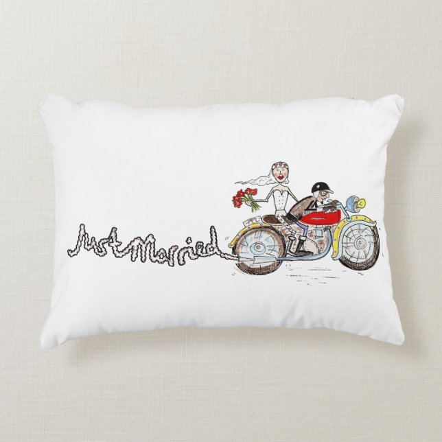Coussins Décoratifs Oreiller de mariage de mariés à moto (Devant)