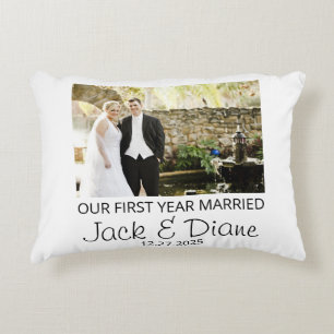 Coussins Décoratifs Oreiller de mariage première année - Photo de mari