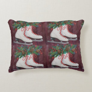 COUSSINS DÉCORATIFS OREILLER DE NOËL DE PATINEUR SUR GLACE