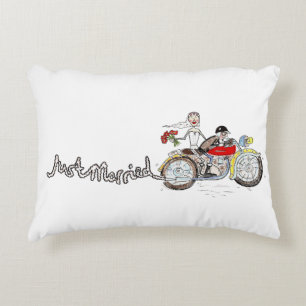 Coussins Décoratifs Oreiller décoratif de mariage de mariés à moto