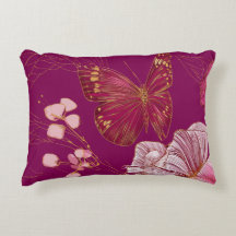 Oreiller décoratif Papillon Rose