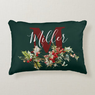Coussins Décoratifs Oreiller décoratif personnalisé avec houx et baies