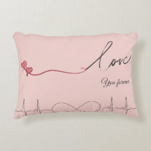 Oreiller jeté Love You Forever Cœur romantique & é