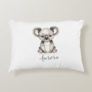 Coussins Décoratifs Oreiller Lombaire de Crèche Bébé Koala Nom Perso