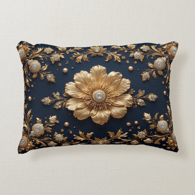 Coussins Décoratifs Ornement floral doré (Devant)