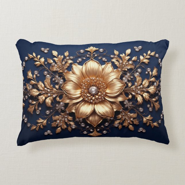 Coussins Décoratifs Ornement floral doré (Devant)