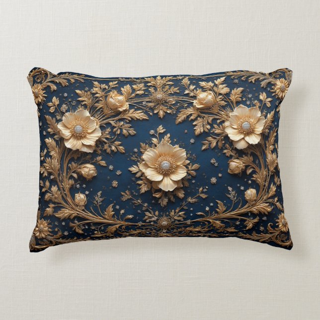 Coussins Décoratifs Ornement floral doré (Devant)