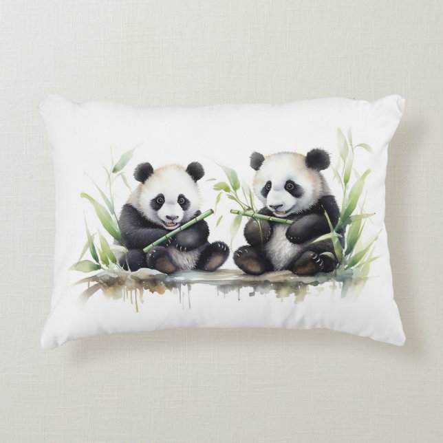 Coussins Décoratifs Ours de panda aquarelle (Devant)
