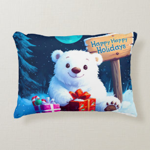 Coussins Décoratifs Ours neige Noël Joie Aquarelle