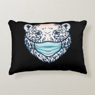 Coussins Décoratifs Ours Polaire Drôle Portant Un Masque Visage Amoure