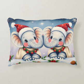 Coussins Décoratifs Paire d'oreillers de Noël personnalisés Éléphants 