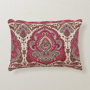 Coussins Décoratifs Paisley floral indien, motif de mandala ethnique.