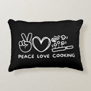 Coussins Décoratifs Paix, Amour Cuisine Rétro Cuisine Amateur Chef Nou