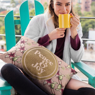 Coussins Décoratifs Paix et joie Pink Poinsettia Noël