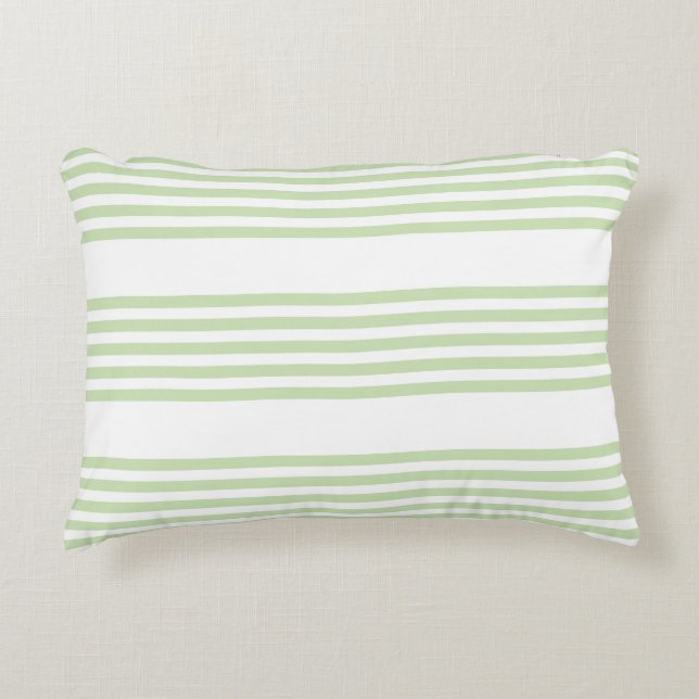 Coussins Décoratifs Pale vert et blanc cinq bandes motif (Devant)