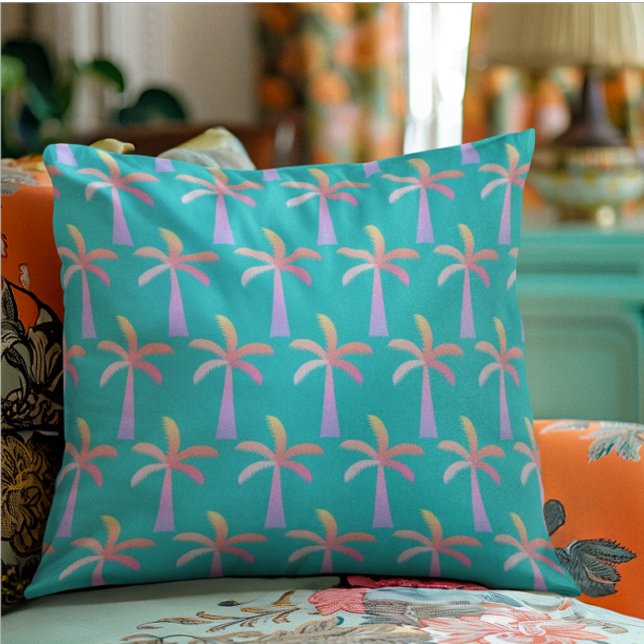 Coussins Décoratifs Palm Springs bleu turquoise Palm Tree (Créateur téléchargé)