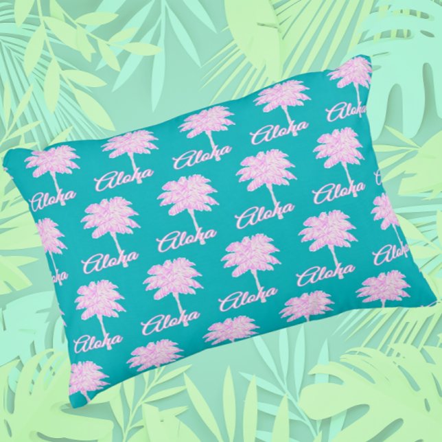 Coussins Décoratifs Palme blanche rose turquoise Aloha Tropical (Dream of Hawaii!)