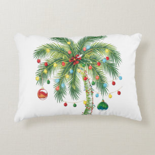 Coussins Décoratifs Palmier de Noël tropical avec lumières et ornam