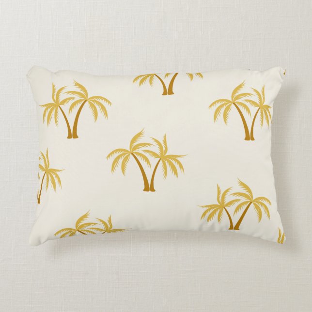 Coussins Décoratifs Palmiers d'or : Textile Tropical. (Devant)