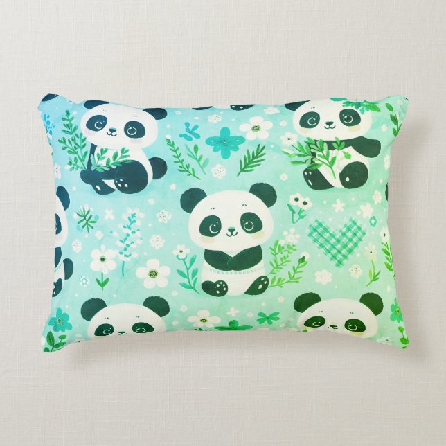 Coussins Décoratifs Panda Bear Motif Vert Imprimer (Devant)