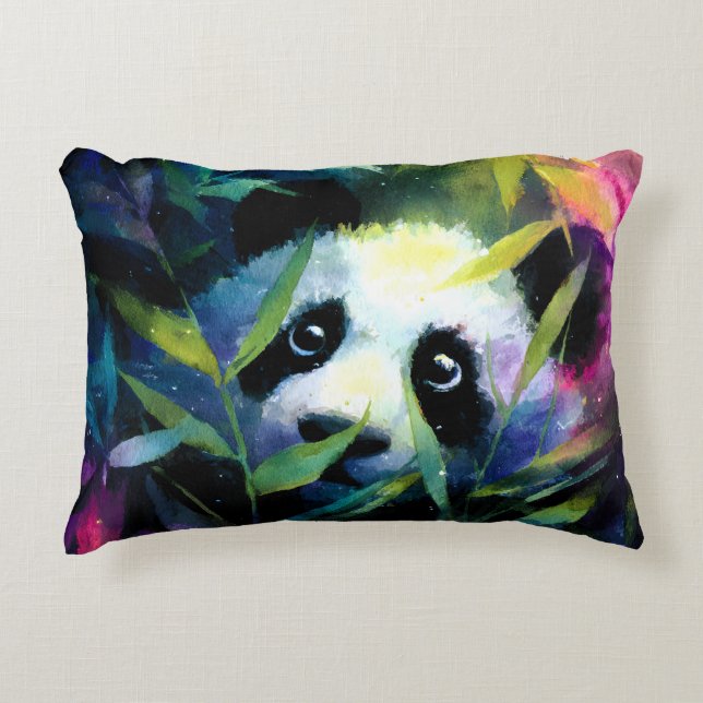Coussins Décoratifs Panda Peeking Bamboo Aquarelle (Devant)
