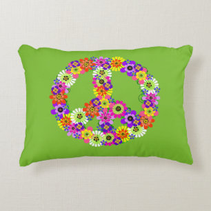 Coussins Décoratifs Panneau de paix Floral sur Lime Green