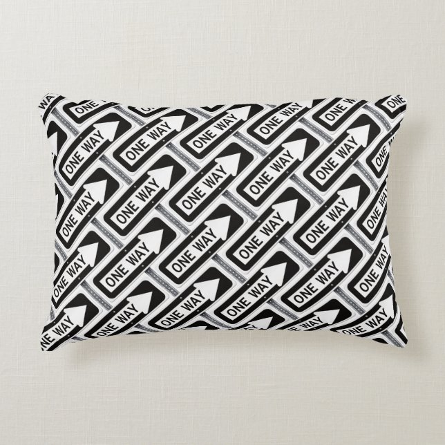 Coussins Décoratifs Panneau de rue noir et blanc à sens unique (Devant)