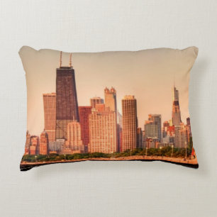 Coussins Décoratifs Panorama d'horizon de Chicago au lever de soleil