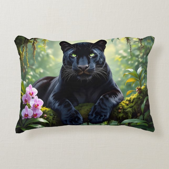 Coussins Décoratifs Panthère noire dans la jungle (Devant)
