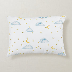 Coussins Décoratifs Papier Peint de Nursery Lune Étoiles et Nuages à l