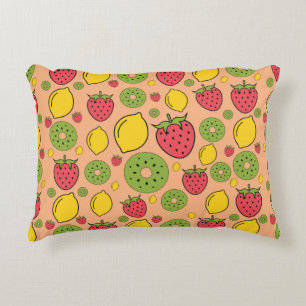 Coussins Décoratifs Papier peint fraise, citron et kiwi