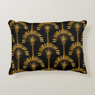 Coussins Décoratifs Papier peint or et noir avec motif floral dans