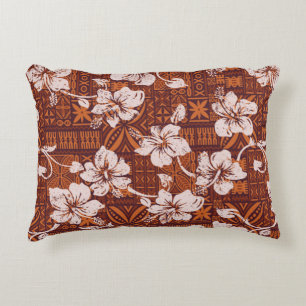 Coussins Décoratifs Papier peint pour fleurs d'hibiscus vintage hawaïe