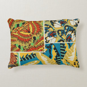 Coussins Décoratifs Papillon Art Déco Jaune et Turquoise Vibrants