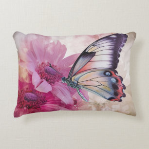 Coussins Décoratifs Papillon Dreamy aux fleurs roses