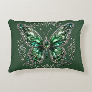 Coussins Décoratifs Papillon en cristal vert   Cadre floral