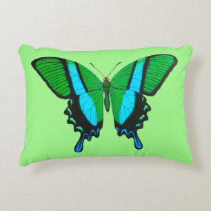 Coussins Décoratifs Papillon Swallowtail en vert, turquoise et noir