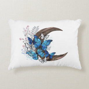 Coussins Décoratifs Papillons bleus sur croissant de bois