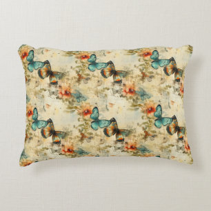 Coussins Décoratifs Papillons et fleurs Vintages colorés (8)
